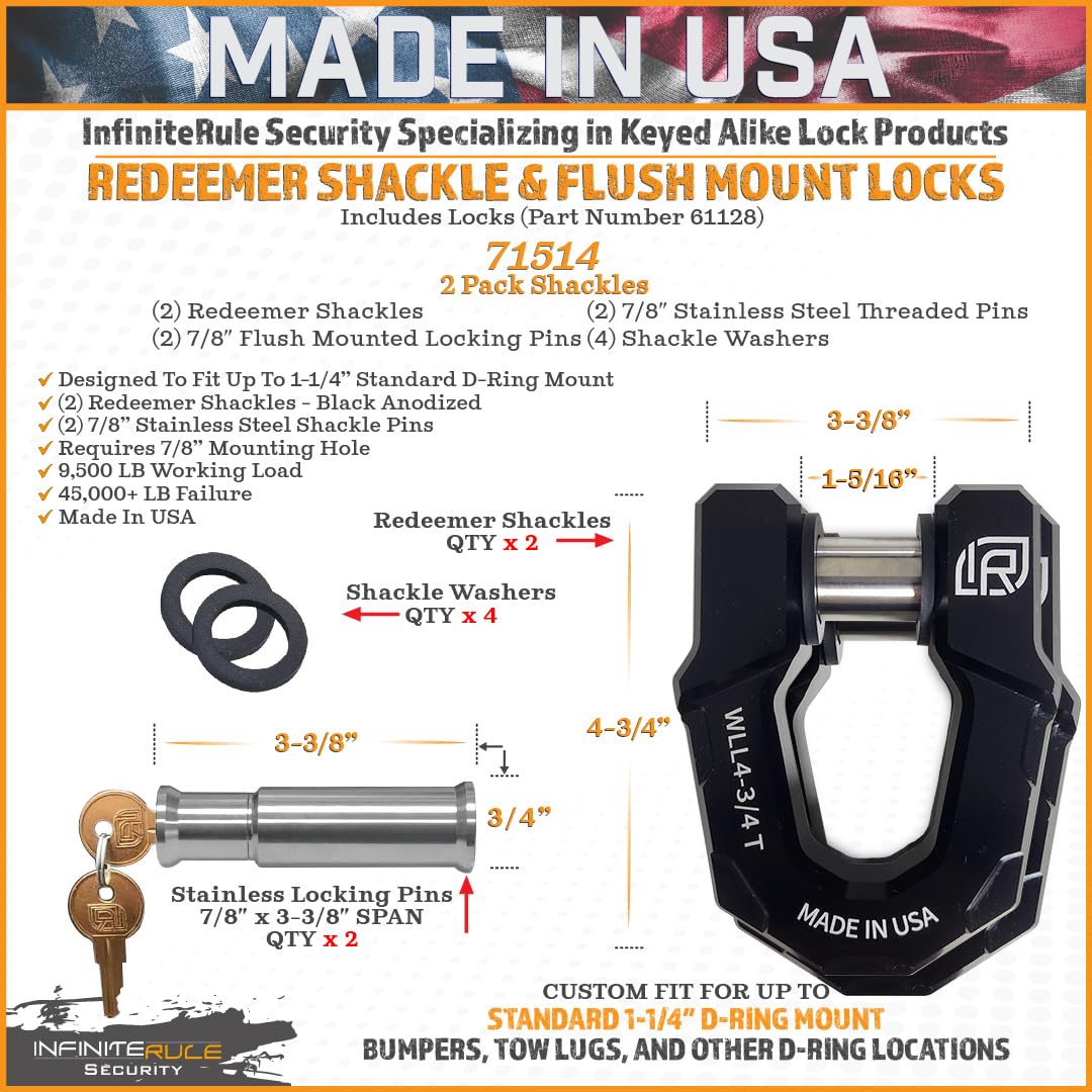 Amazon.com: 71514 | 2 Pack, Redeemer D-Ring Shackle, Black